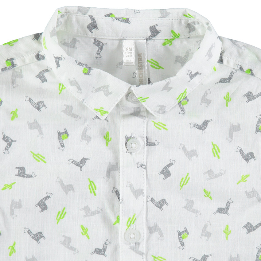 Ensemble chemise imprimée all-over et salopette unie 