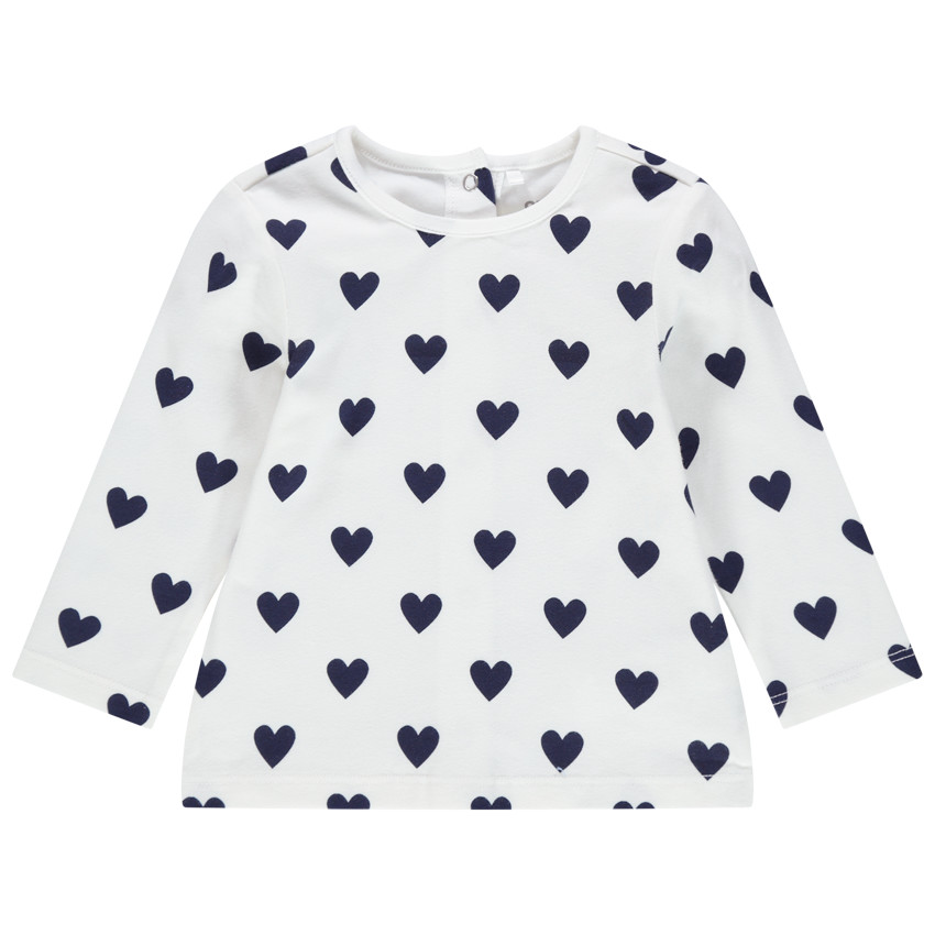 T-shirt manches longues imprimé coeurs 