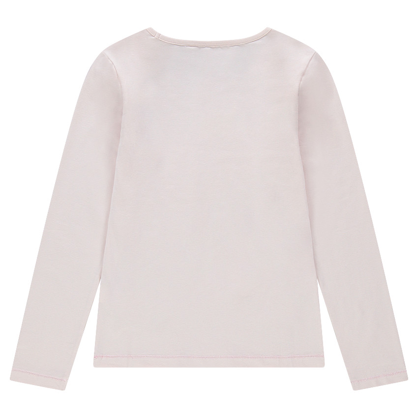 Junior - Tee-shirt manches longues en jersey uni avec bouche printée pailletée 