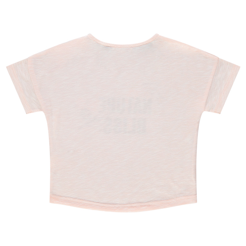 Tee-shirt court manches courtes avec message printé pailleté 