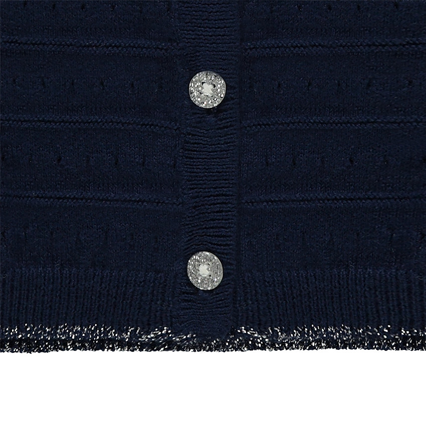 Gilet en tricot fantaisie avec liseré doré 