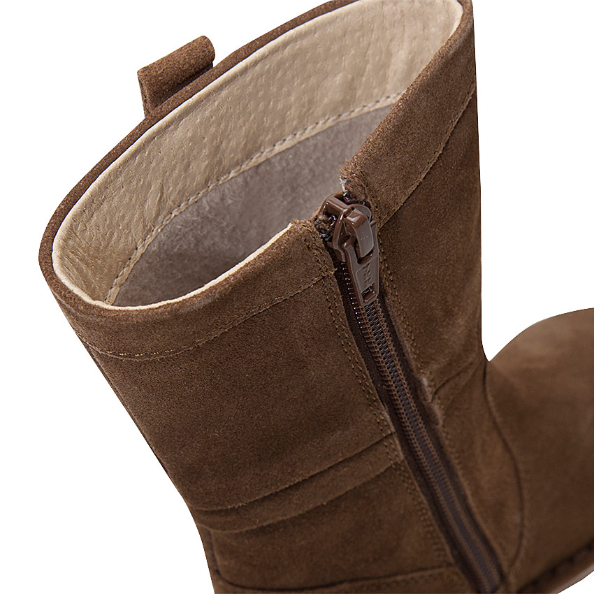 Bottes en cuir camel avec tige plissée 