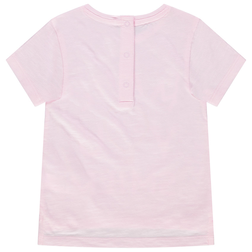 T-shirt manches courtes en coton bio à message et Smiley brodé 