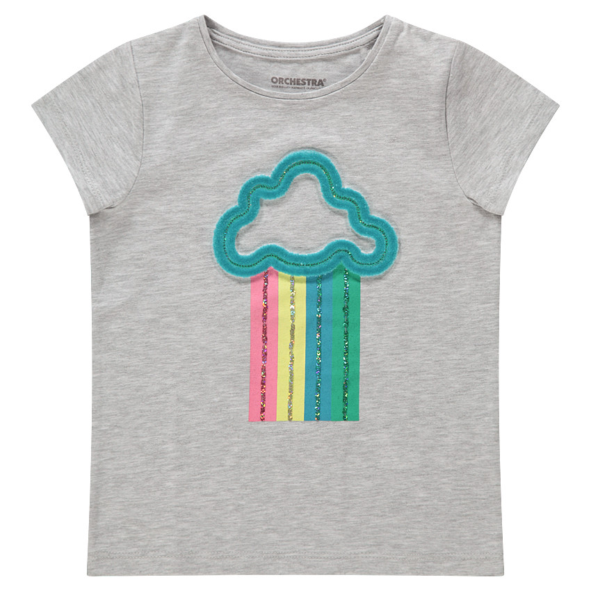 Tee-shirt manches courtes en jersey avec motif fantaisie en relief 