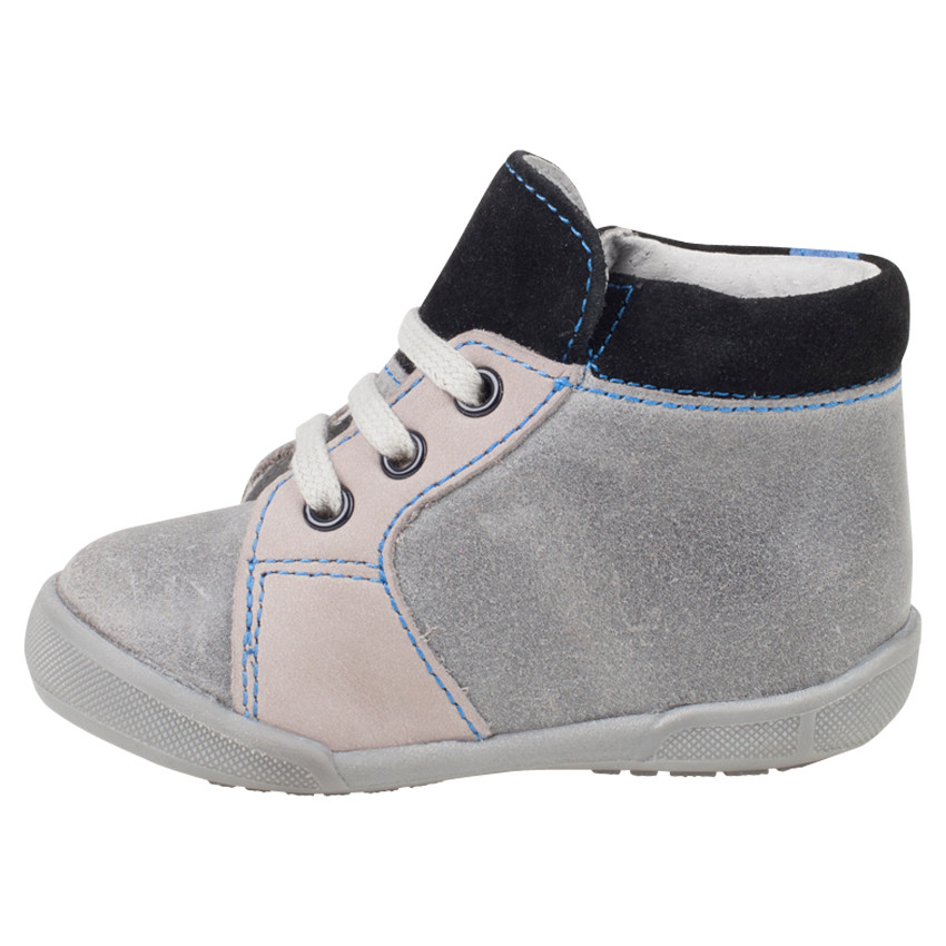 Bottillons en cuir suédé à lacets avec empiècements contrastés 