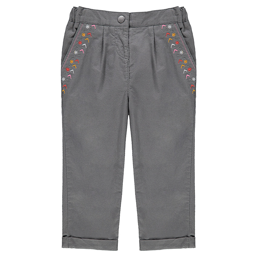 Pantalon en coton fantaisie avec broderies 