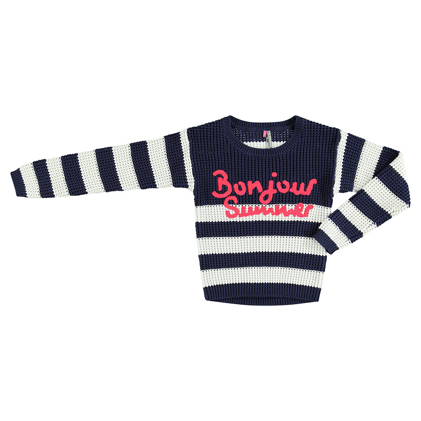 Junior - Pull manches longues rayé avec inscription 