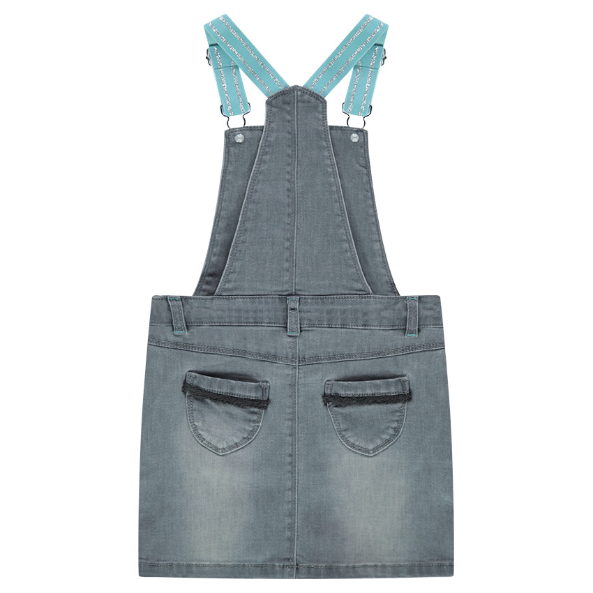 Robe en jeans avec bretelles élastiquées et motifs brodés 