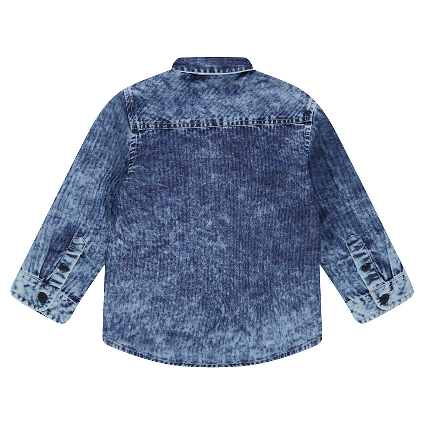 Chemise manches longues effet jeans rayé délavé 