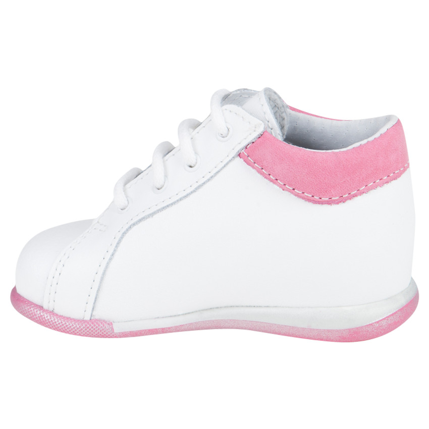 Bottillons blancs en cuir à lacets avec fleurs printées 