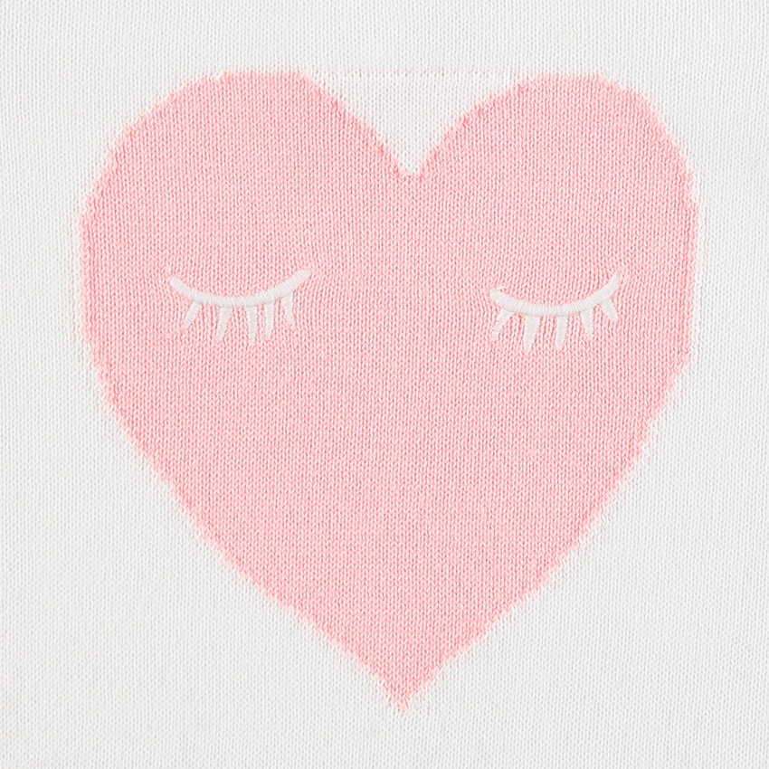 Robe manches courtes en tricot avec coeur en jacquard 