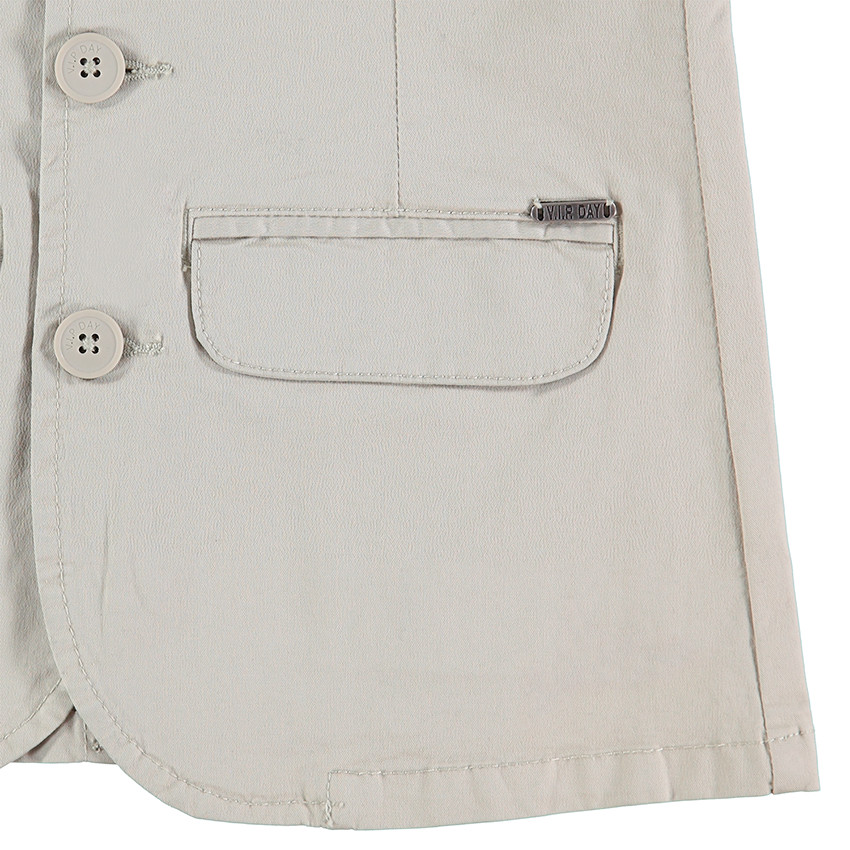 Junior - Blazer de cérémonie uni en coton avec doublure rayée 