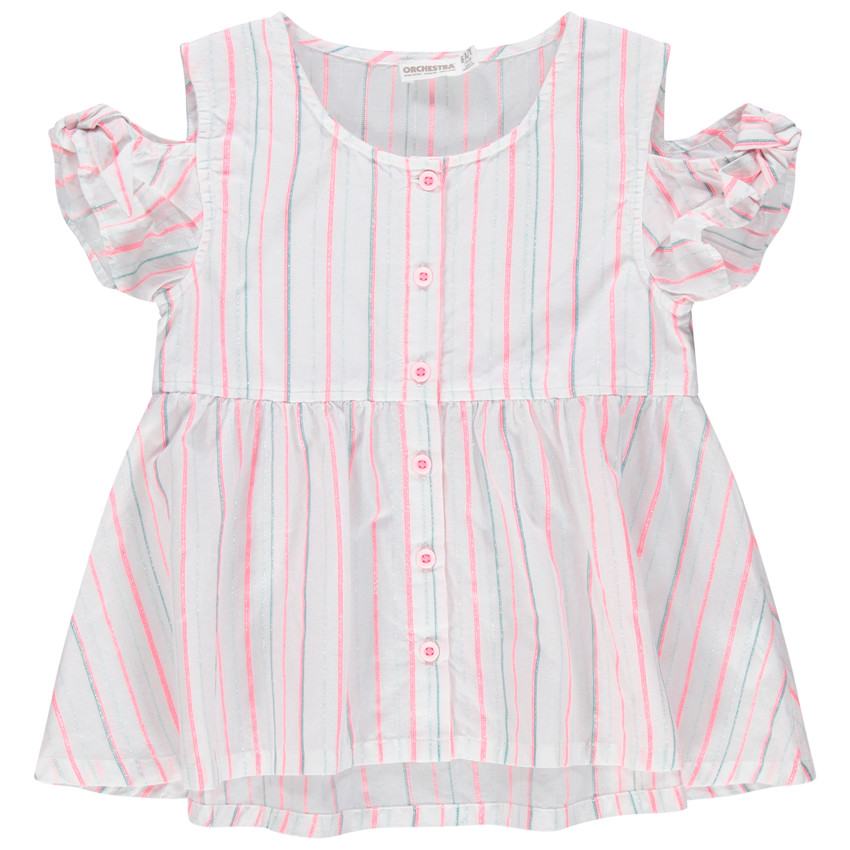 Top à épaules dénudées et rayures verticales 