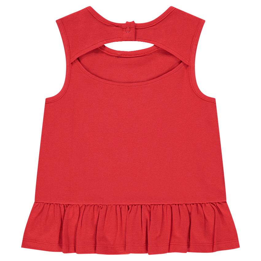 Tee-shirt manches courtes volanté en jersey avec soleil brodé  