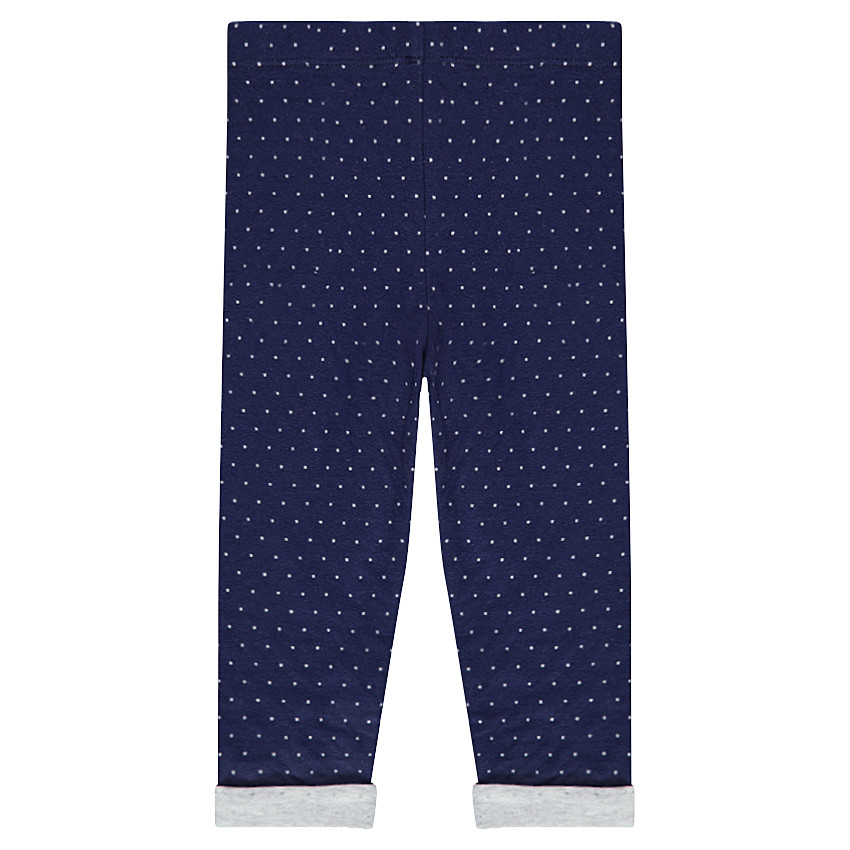 Legging en double jersey à pois avec patchs oiseaux 