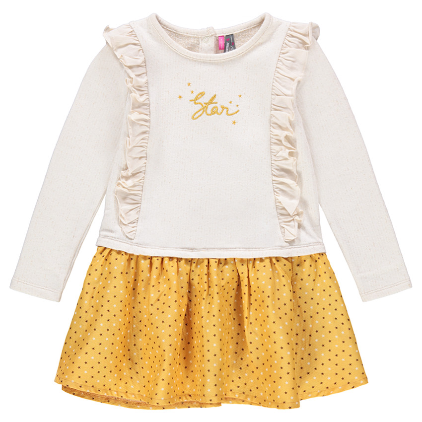 Robe en tricot effet 2 en 1 avec bas volanté imprimé pois 