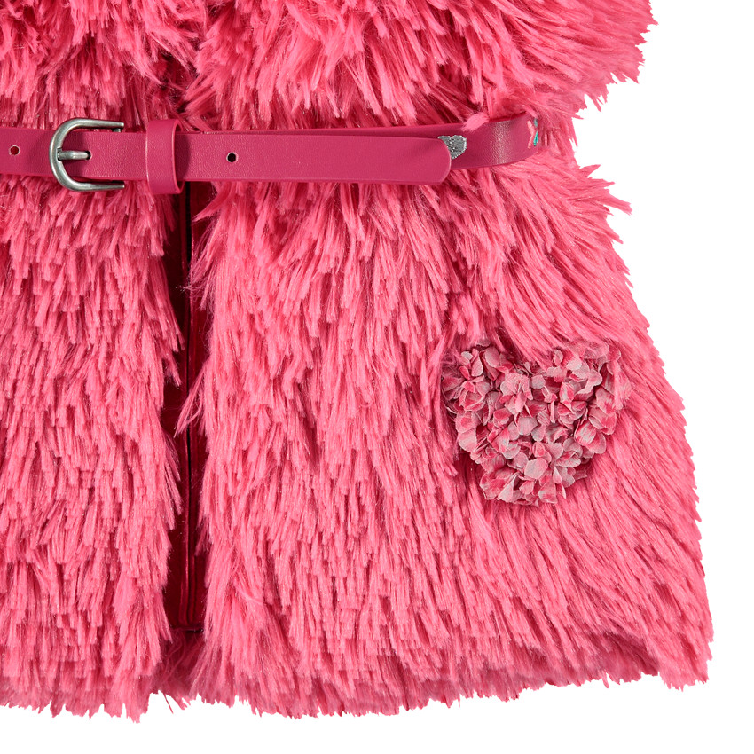 Gilet sans manches en fausse fourrure à ceinture ajustable 
