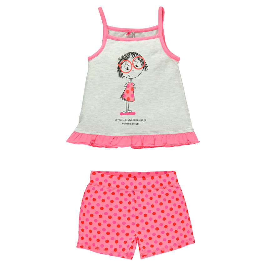 Pyjama débardeur printé et short à pois 