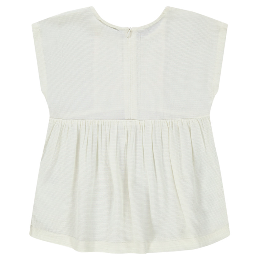 Tunique manches courtes avec broderies colorées sur le devant 