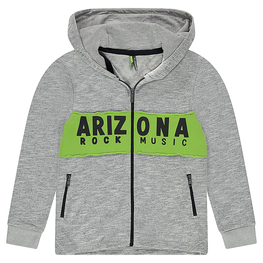 Junior - Gilet à capuche en molleton avec bande contrastées et texte printé 