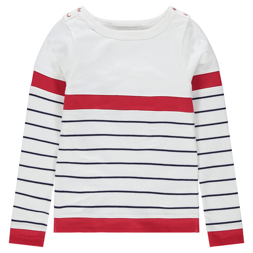 Junior - Marinière en coton avec boutons fantaisie 