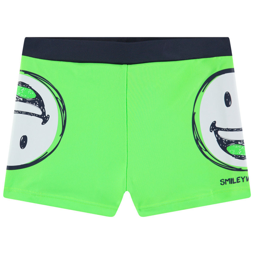 Boxer de bain vert fluo print Smiley  