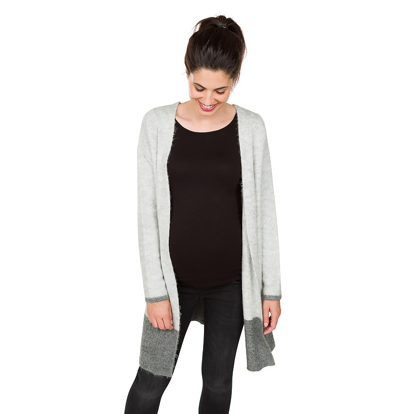 Gilet de grossesse long en tricot fantaisie 