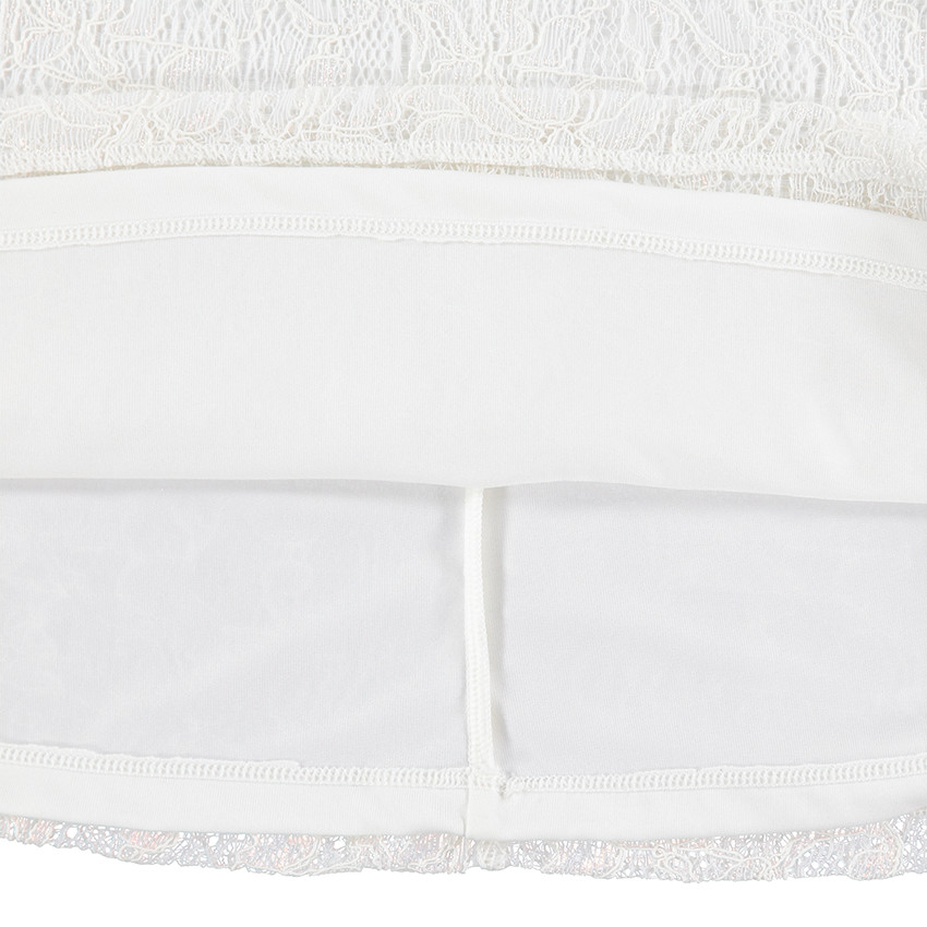 Robe de cérémonie manches courtes en dentelle avec col en V 