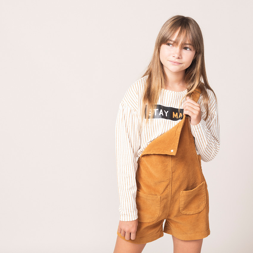 Junior - Salopette en velours côtelé à poches plaquées 