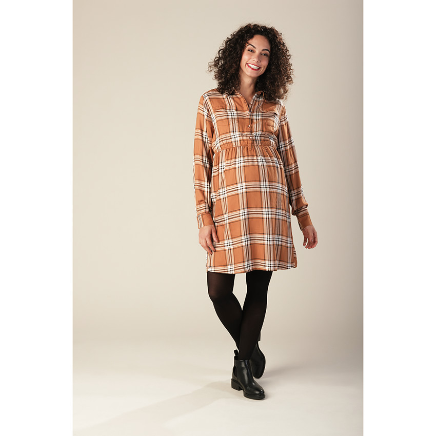 Robe de grossesse à carreaux all-over 