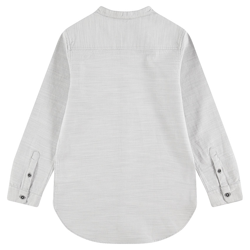 Chemise manches longues en coton chiné avec col mao 