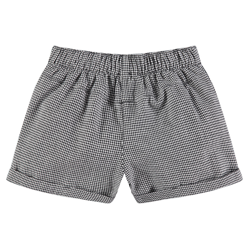 Short à motif pied de poule all-over et badge 