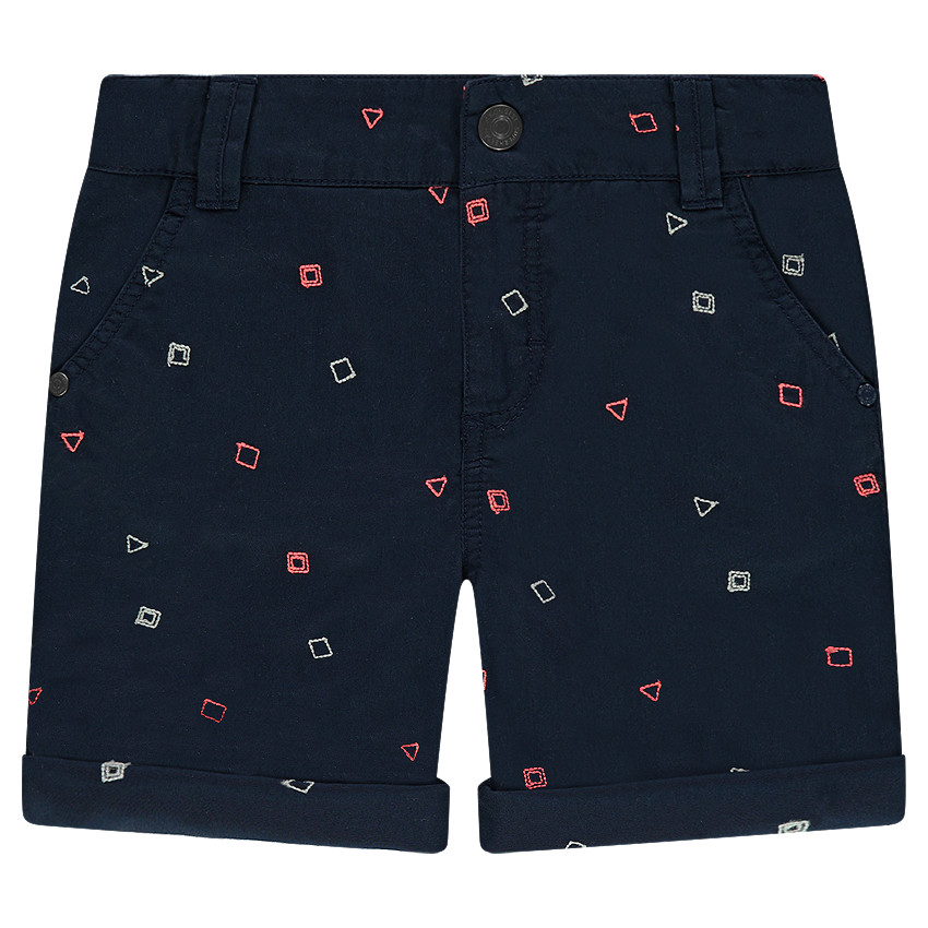 Bermuda en twill avec imprimé graphique brodé all-over 