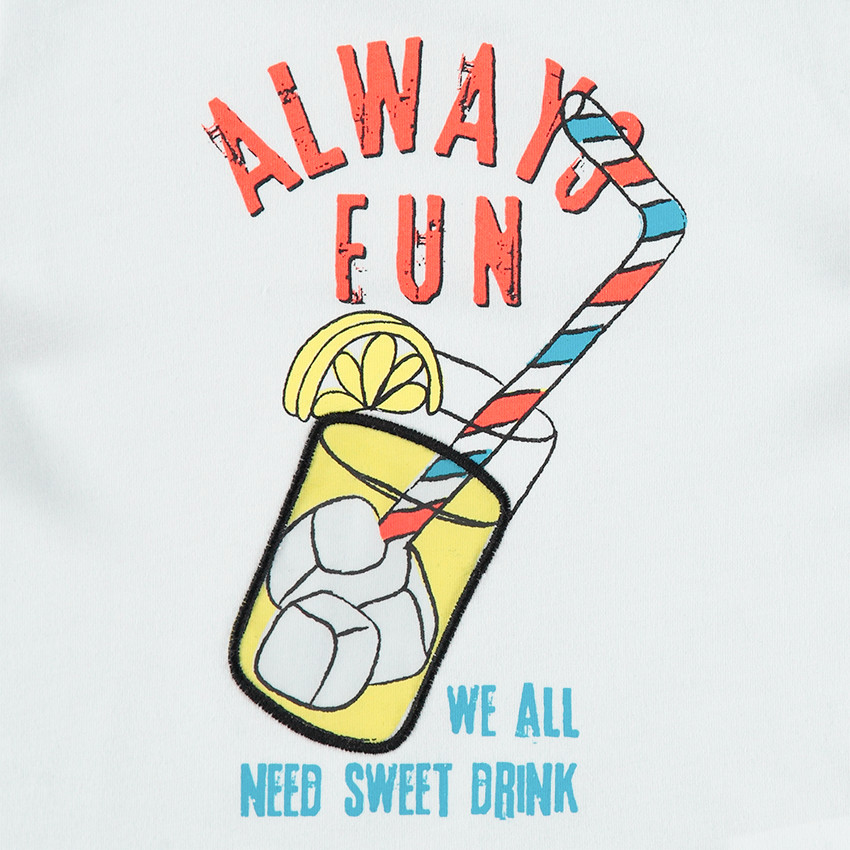 Tee-shirt manches courtes en jersey avec boisson printée 