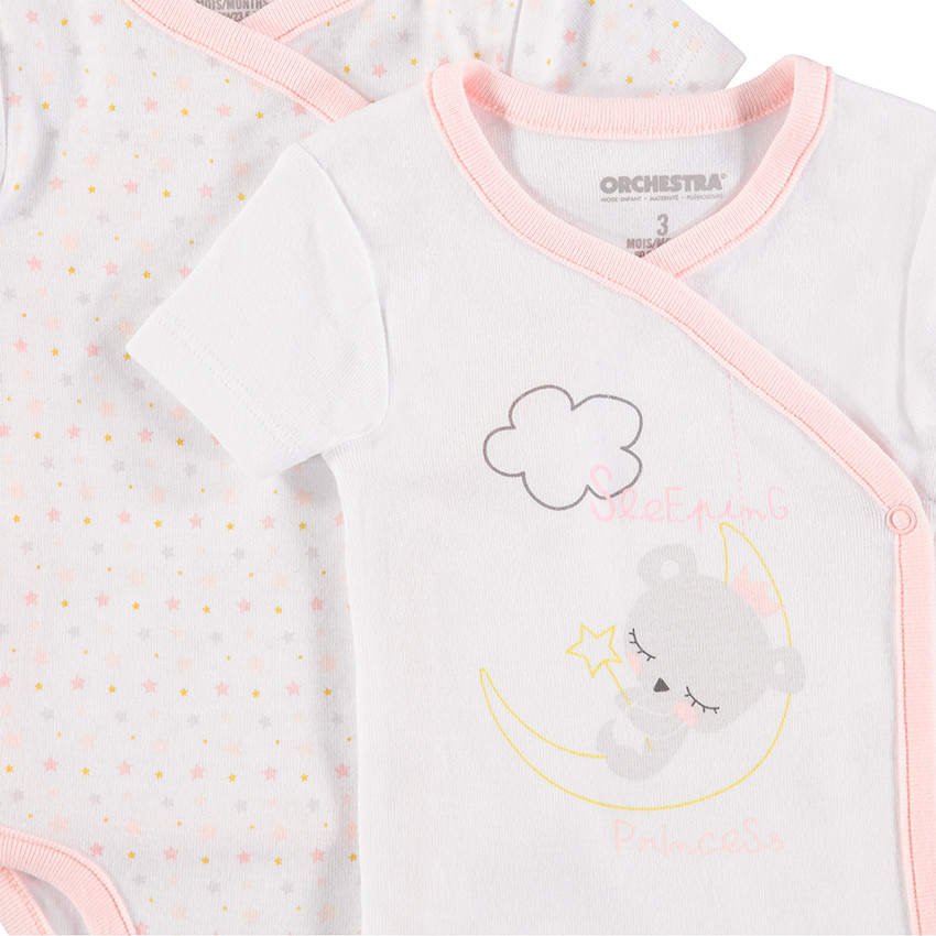 Lot de 2 bodies en coton manches courtes avec koala et étoiles printés 