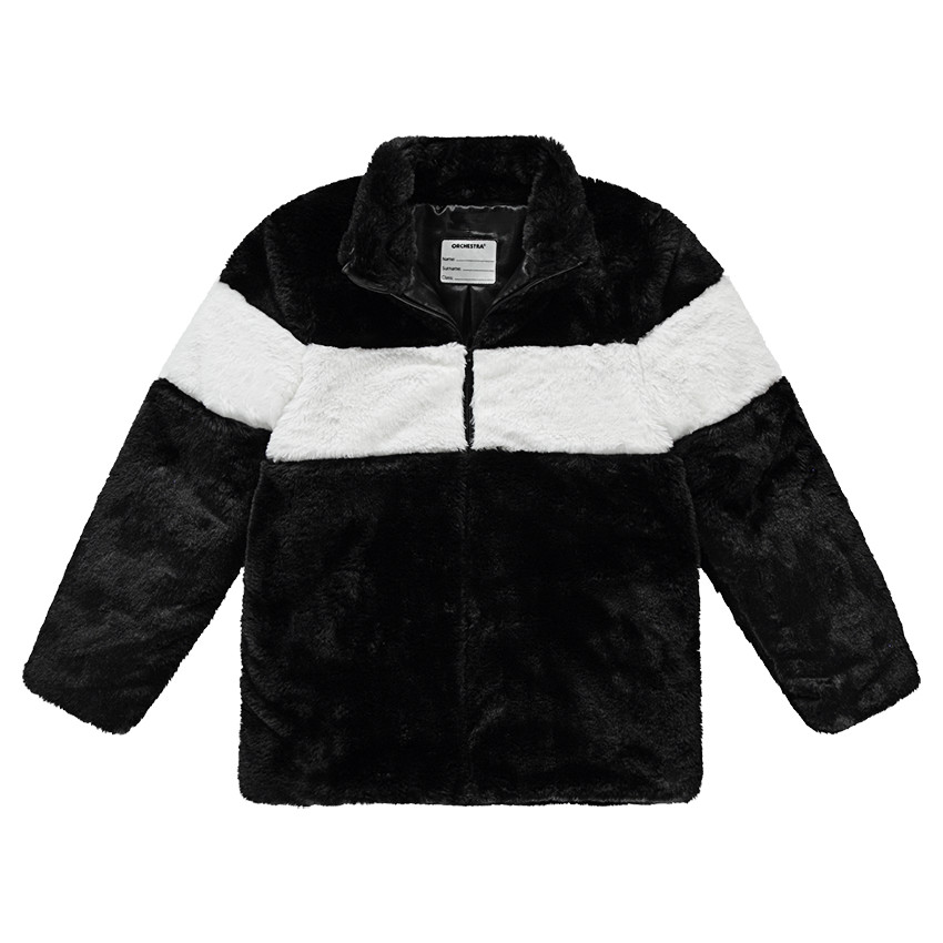 Junior - Manteau en fausse fourrure avec bande contrastée 