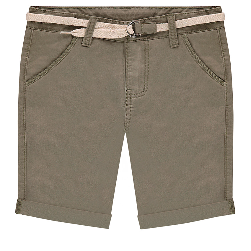 Bermuda en twill surteint avec ceinture amovible style lacet 