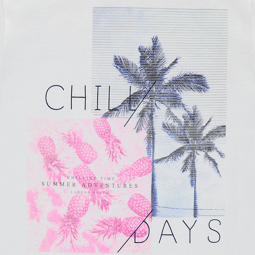 Junior - Tee-shirt manches courtes en jersey avec ananas et palmiers 