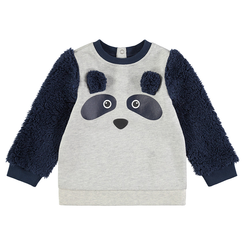 Sweat en molleton avec manches en sherpa et pandan printé 