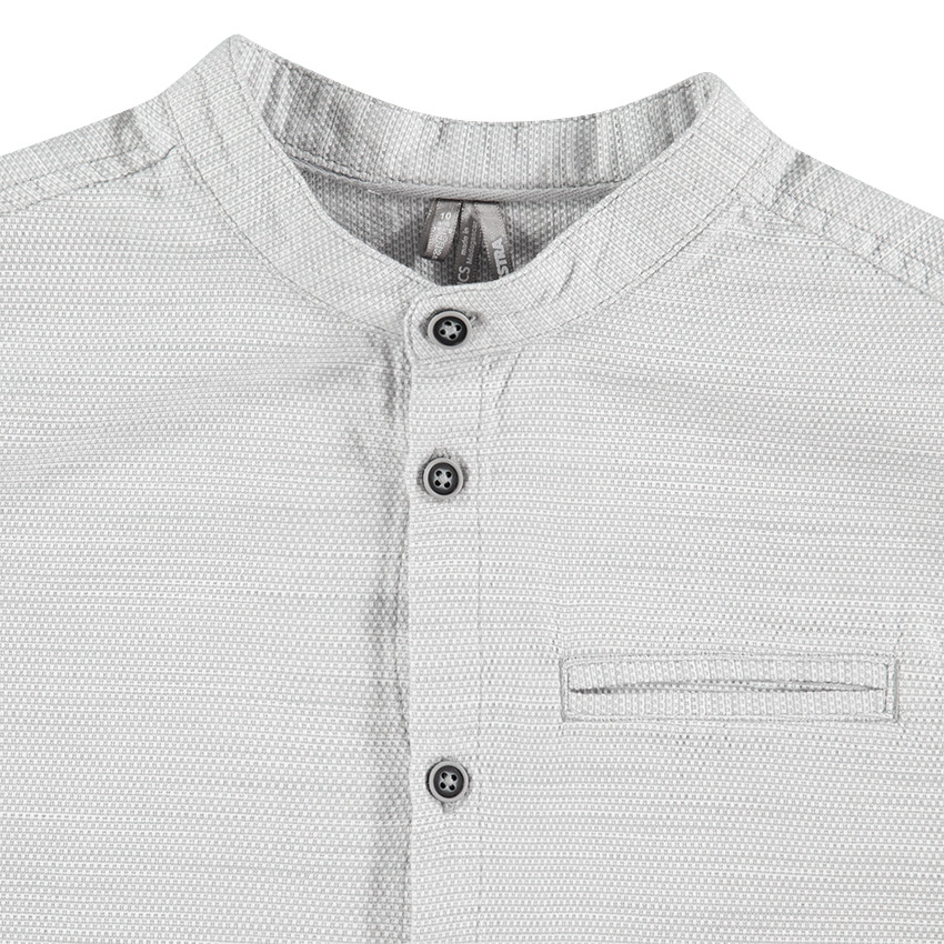 Chemise manches longues en coton chiné avec col mao 