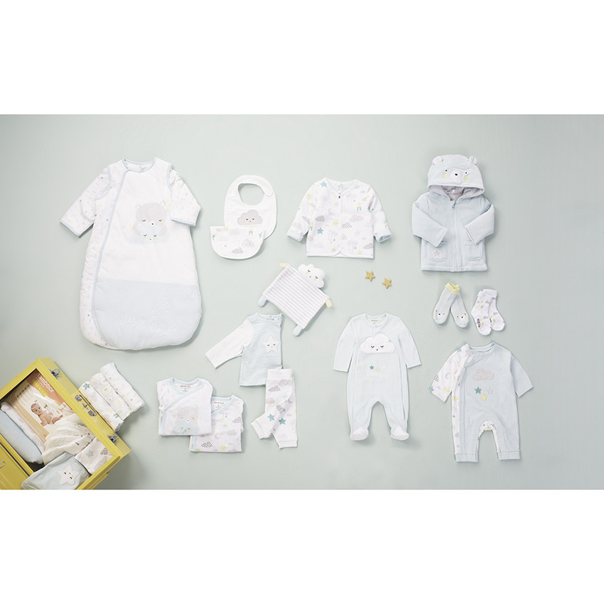 Lot de 3 langes en coton bio à imprimé nuages 