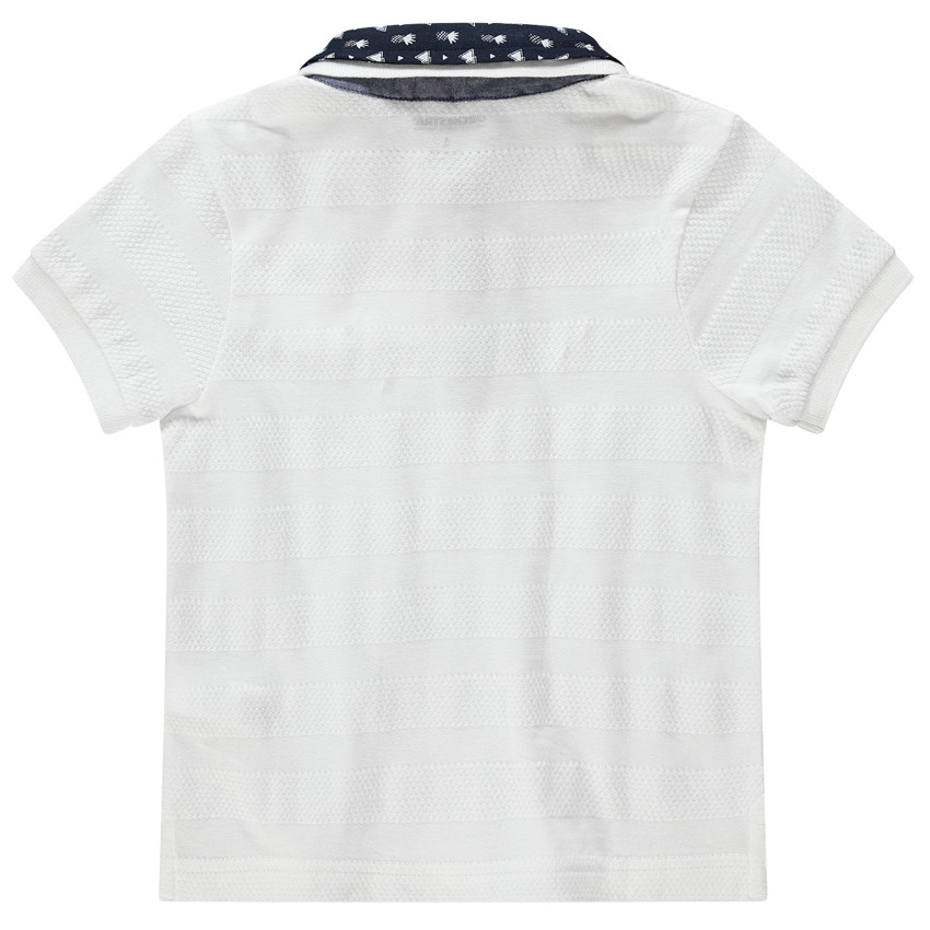 Polo manches courtes en piqué de coton avec col imprimé 