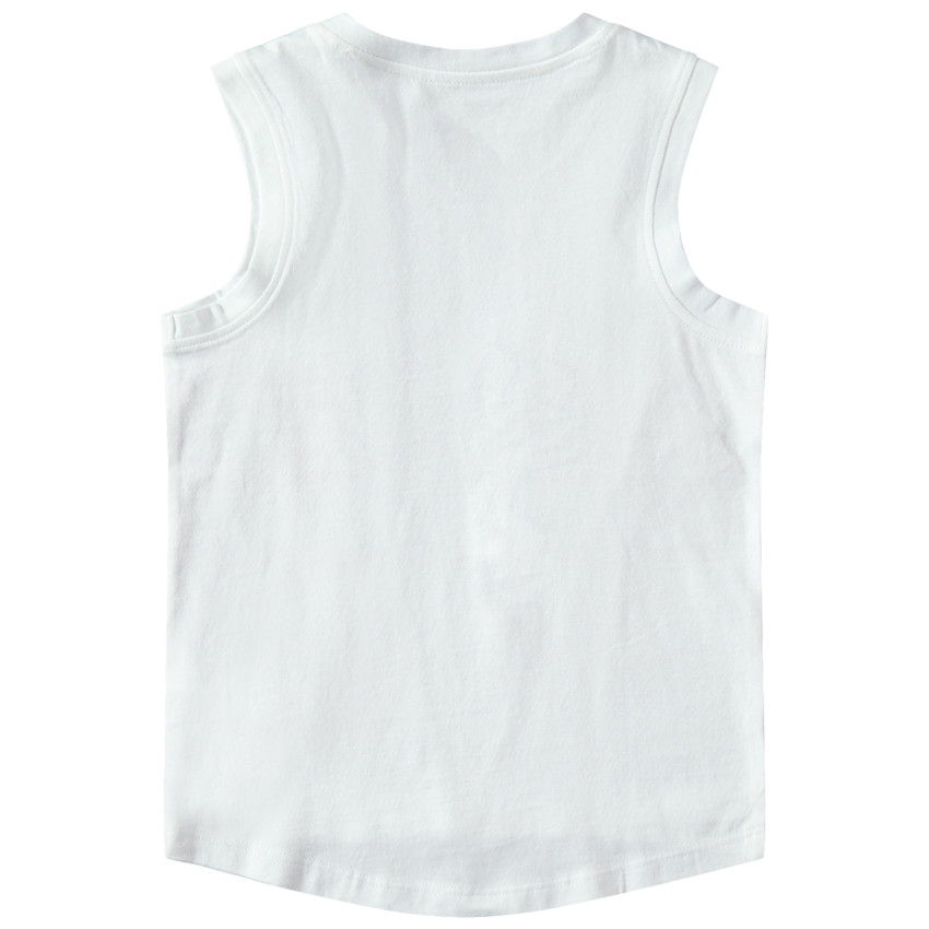 Débardeur en coton avec motif fantaisie sur fond rayé 