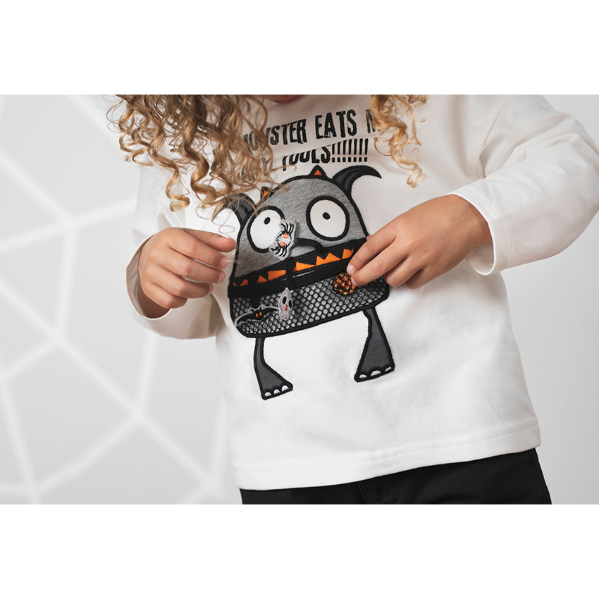 Tee-shirt HALLOWEEN manches longues en jersey avec monstre printé 