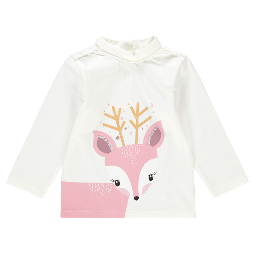 Sous-pull en jersey à col roulé avec motif printé sur le devant 