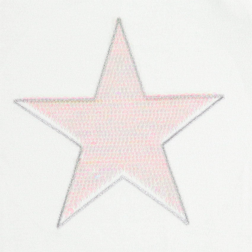Tee-shirt manches longues avec épaules volantées et étoile en sequins 