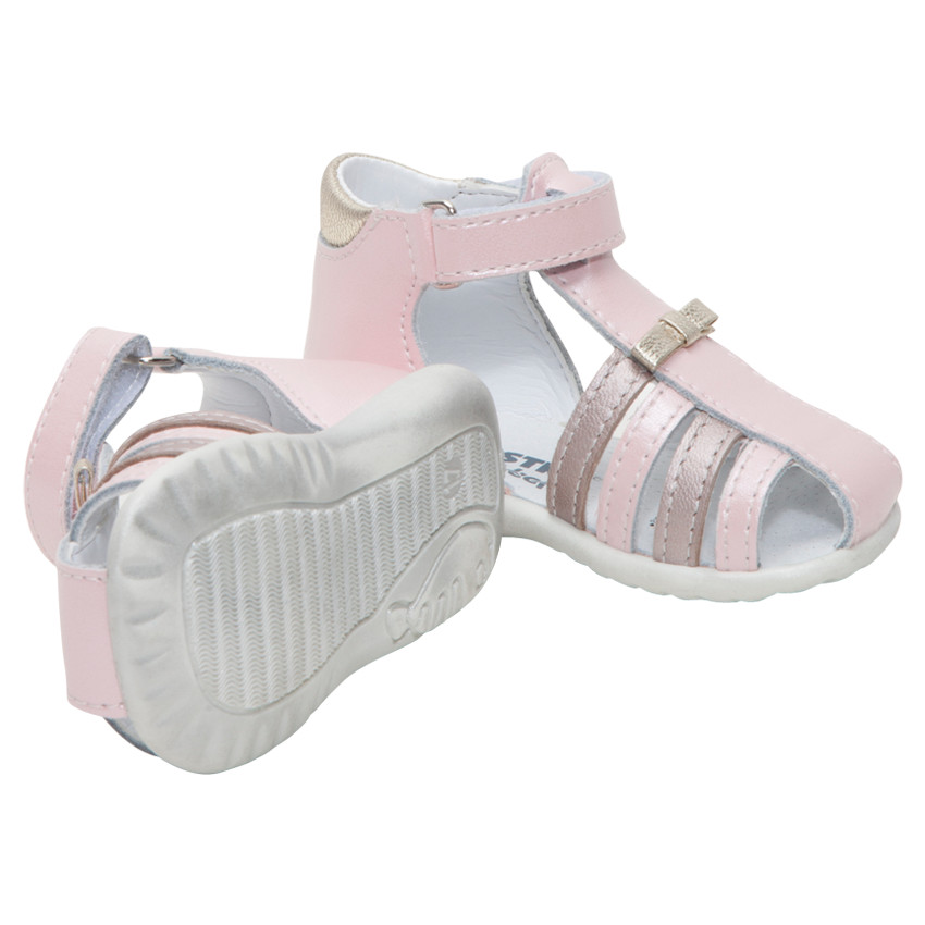 Nu-pieds irisés en cuir avec lanière à scratch 