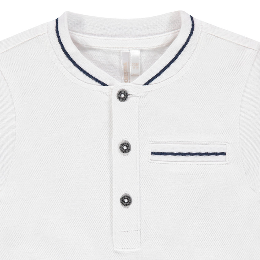 Polo manches courtes en coton bio à rayure contrastée 