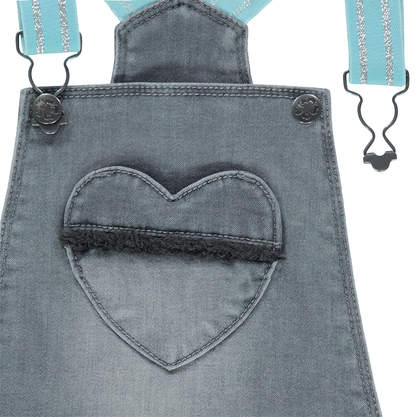 Robe en jeans avec bretelles élastiquées et motifs brodés 