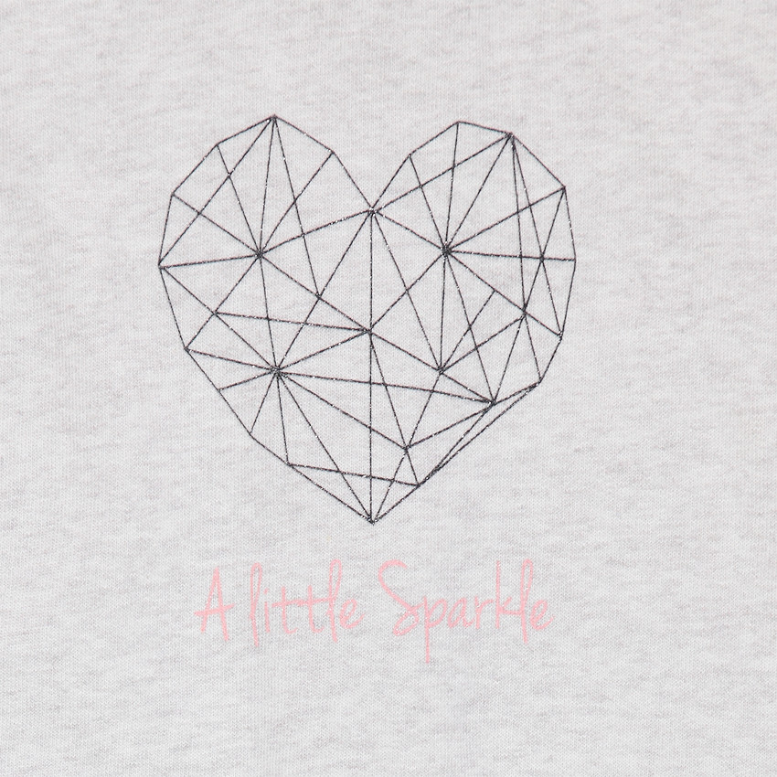 Robe manches courtes en molleton avec coeur et papillon printés 